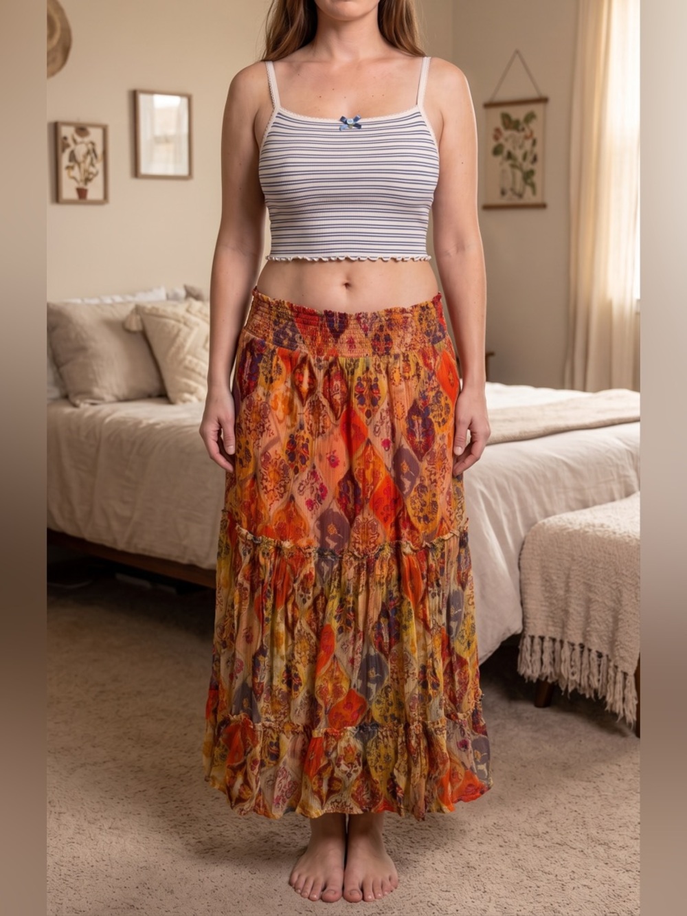 Free People - 'The Great Escape' - Printed Maxi Skirt - XS